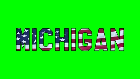 Usa flag inside Michigan text video Stock Footage 307632069
