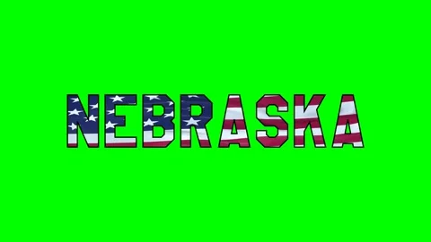 Usa flag inside Nebraska text video Stock Footage 307632097