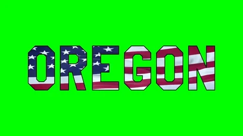Usa flag inside Oregon text video Stock Footage 307632258
