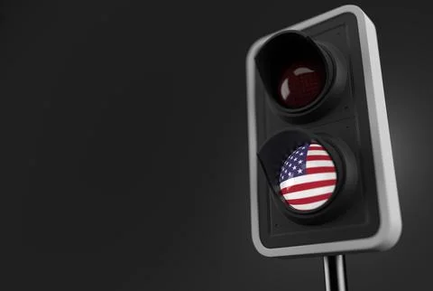 USA flag inside traffic light Stock Illustration