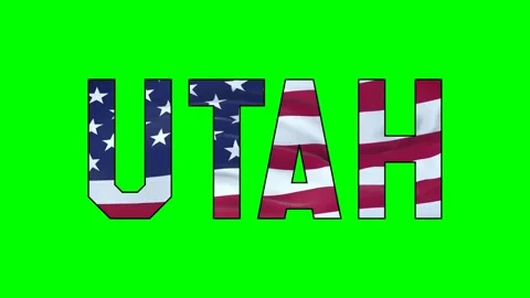 Usa flag inside Utah text video Stock Footage 307632356