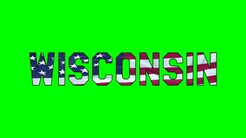 Usa flag inside   Wisconsin text video Stock Footage 307632394