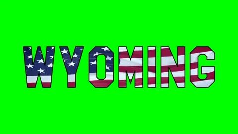 Usa flag inside  Wyoming text video Stock Footage 307632406