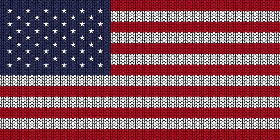 USA flag in knitting pattern Illustrazione stock