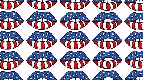 USA flag on lips Stock Footage 131217735