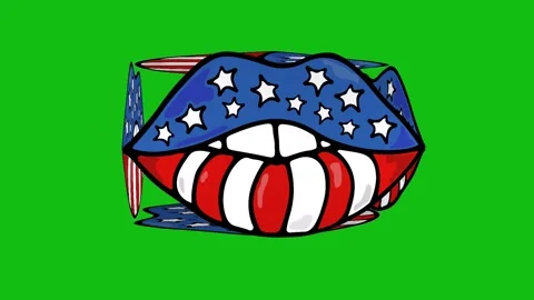 USA flag on lips Stock Footage 131217741