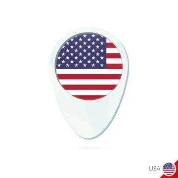 USA flag location map pin icon on white background. Stock Illustration