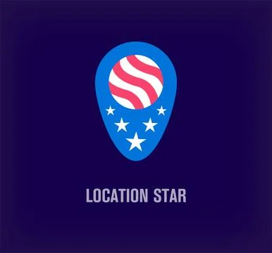 USA flag logo from creative location form. Stock Illustration