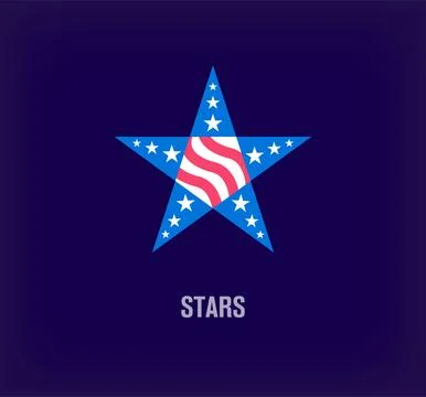 USA flag logo from creative star form. Stock Illustration