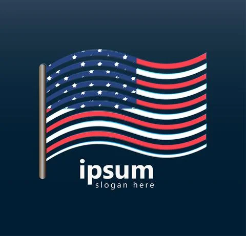 USA flag logo design template full editable Stockillustratie
