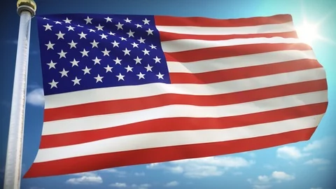 USA FLAG LOOP with Clouds 動画素材 107987860