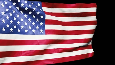 USA Flag looping with alpha channel and fabric texture 4k Stock Footage 114259540