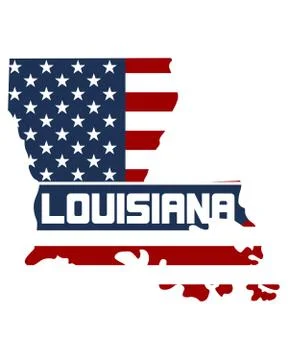 USA flag in Louisiana state map Stock Illustration