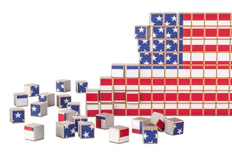 USA flag from many cubes, 3D rendering USA flag from many cubes, 3D render... Stock Photos