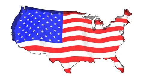 USA Flag in Map Stock Footage 58154064