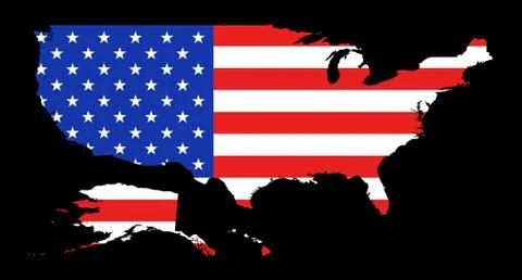 USA Flag Map Stock Illustration