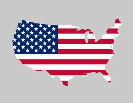 USA flag map Stock Illustration