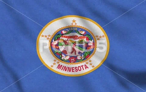 USA Flag of Minnesota gently waving in the wind Stock Illustration