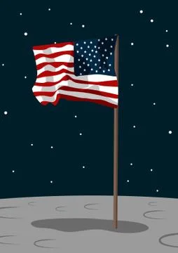 USA flag on the moon surface Stock Illustration