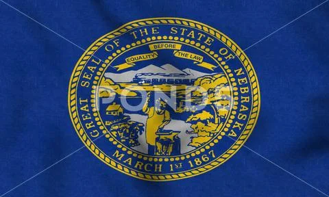 USA Flag of Nebraska gently waving in the wind Stock Illustration