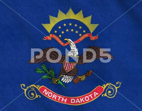 USA Flag of North Dakota gently waving in the wind Stock Illustration
