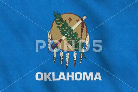USA Flag of Oklahoma gently waving in the wind Stock Illustration