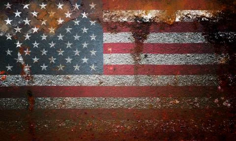 USA flag on old rusty surface Stock Photos