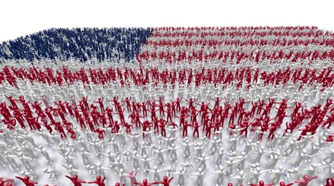 USA Flag People 스톡 동영상 34370166