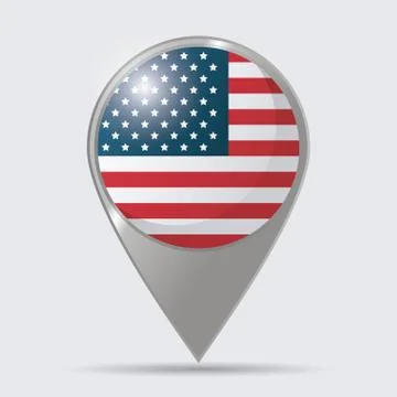 USA flag pointer map location glossy design Illustrazione stock