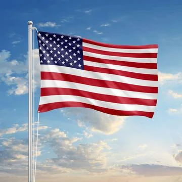 A USA flag pole image isolated on a sky background Stock Illustration