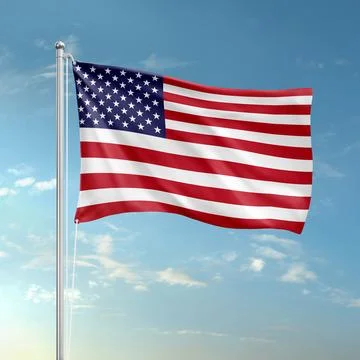 A USA flag pole image isolated on a sky background Stock Illustration