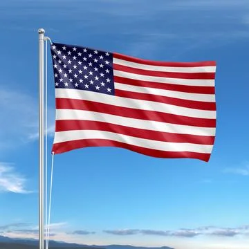 A USA flag pole image isolated on a sky background Stock Illustration