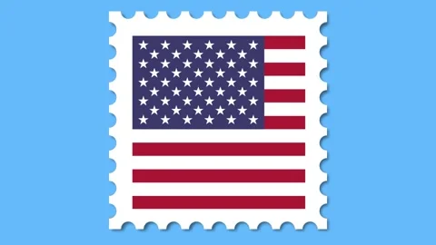USA flag postage stamp 3D loop. Stock Footage 302846866