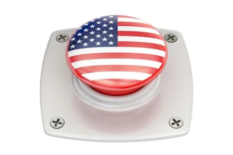 USA flag push button, 3D rendering Stock Illustration