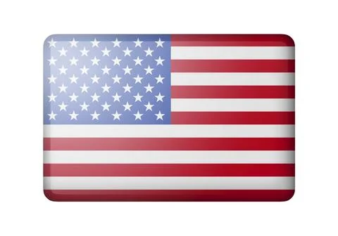 The USA flag. Rectangular matte icon. Isolated on white background Stock Illustration