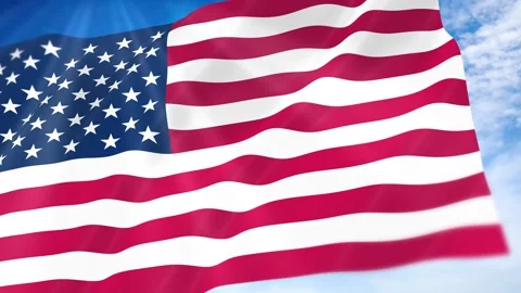 USA Flag Seamless Loop 4k 60fps on Sky Background Stock Footage 341679610