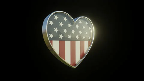 USA Flag in the Shape of 3D Heart. Stock Footage 132333102