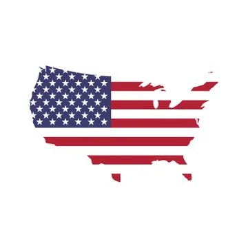 USA flag in a shape of US map silhouette. United States of America symbol. EPS10 Illustrazione stock
