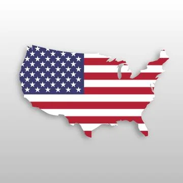 USA flag in a shape of US map silhouette. United States of America symbol. EPS10 Stock Illustration