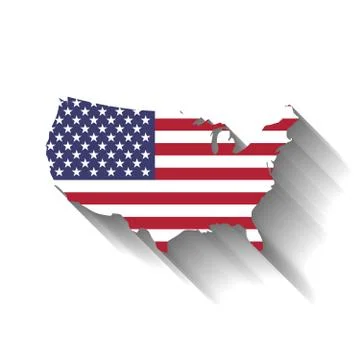 USA flag in a shape of US map silhouette. United States of America symbol Stock Illustration