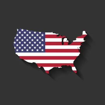 USA flag in a shape of US map silhouette. United States of America symbol Stock Illustration