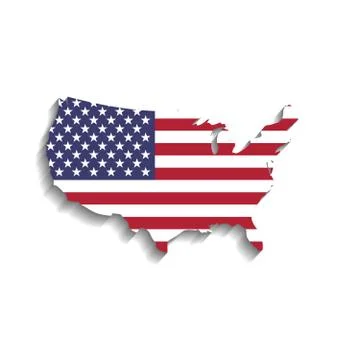 USA flag in a shape of US map silhouette. United States of America symbol Stock Illustration