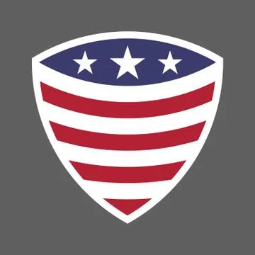 USA flag shield icon logo Stock Illustration