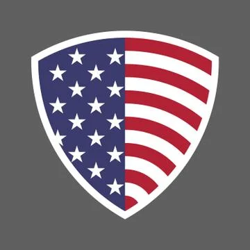 USA flag shield icon logo Stock Illustration