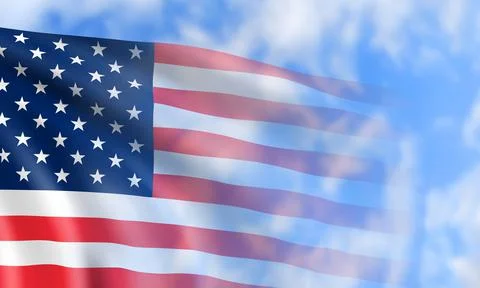 USA flag in sky Stock Illustration