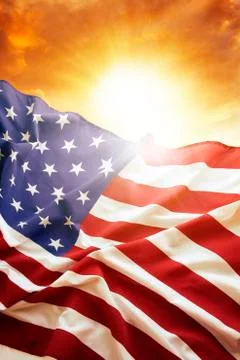 USA flag in sky Stock Photos