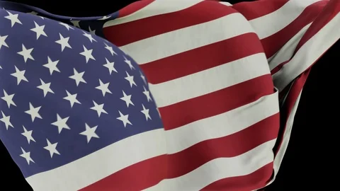 USA Flag slowly rippling. Complete with alpha matte. Stock Footage 120066522