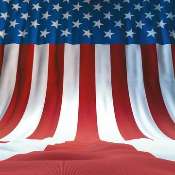 USA flag stage backdrop Ilustração Stock