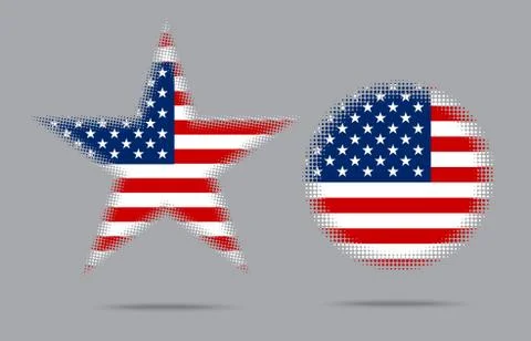 Usa flag star halftone effect style isolated 库存插图