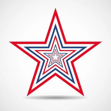 USA flag in star shape of line . American star. American flag icon. Vector Stock Illustration